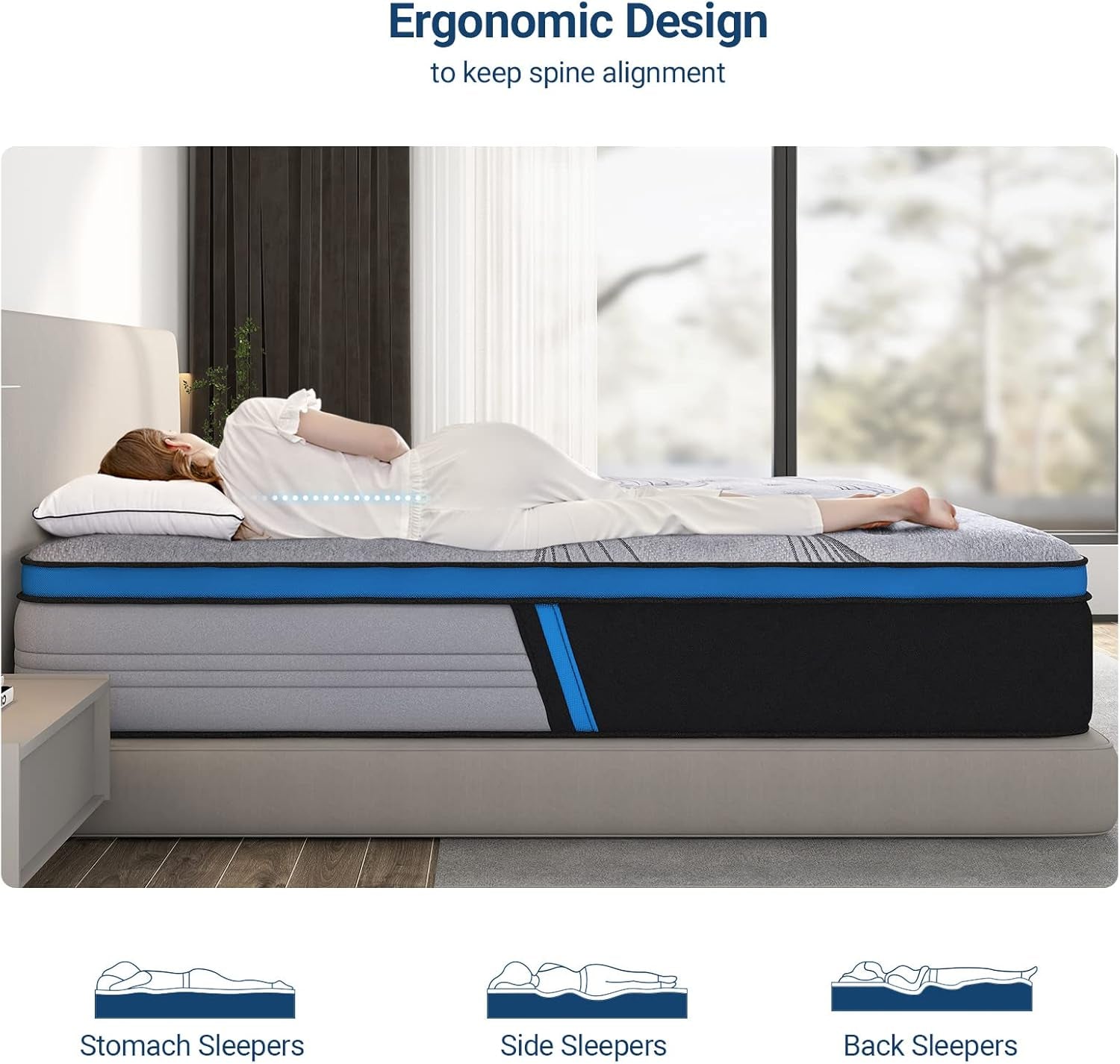 California King Mattress, 12 Inch Hybrid Mattress, Gel Memory Foam with Pocket Spring for Motion Isolation