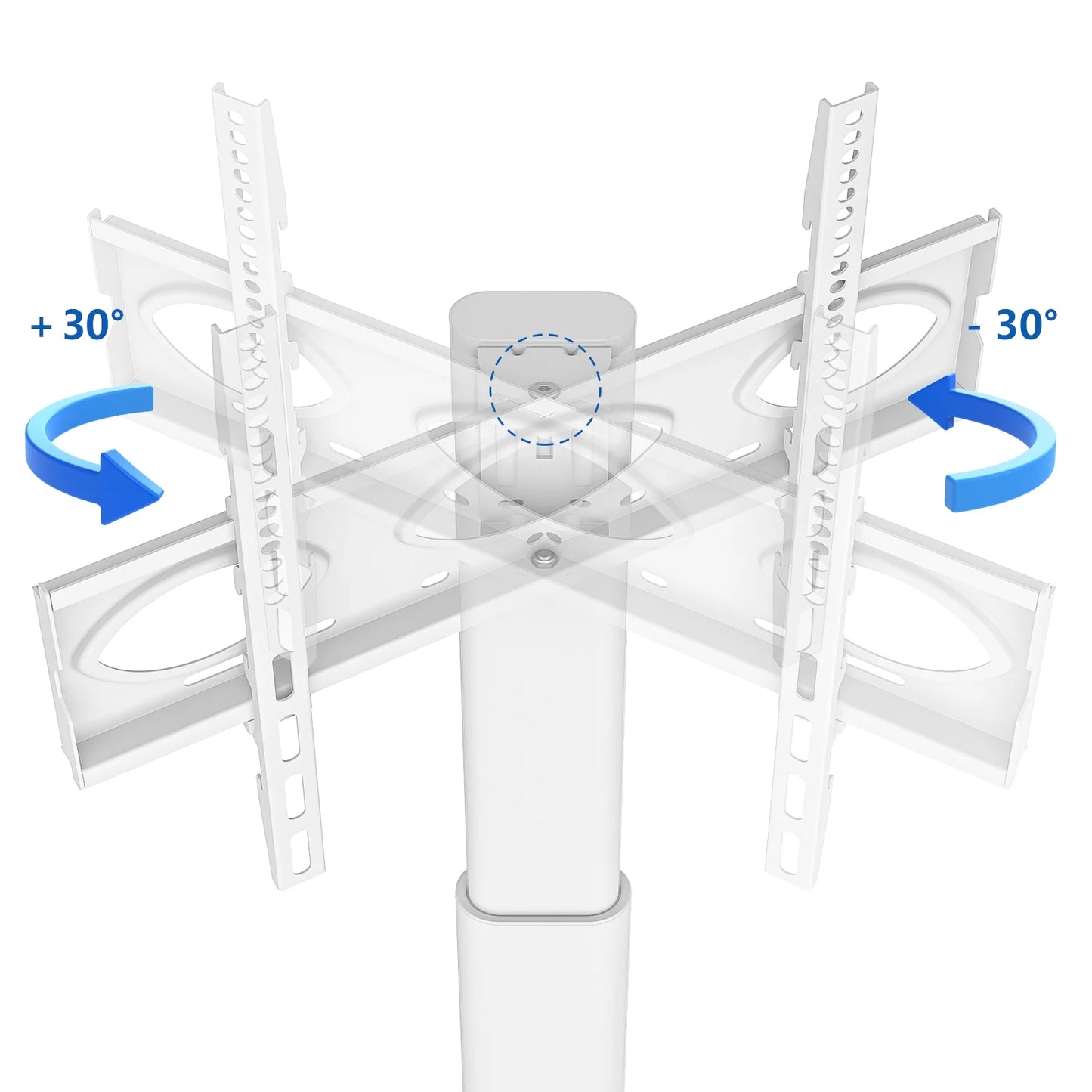 Modern Floor  for Tvs up to 70 Inch, White, Wooden Base