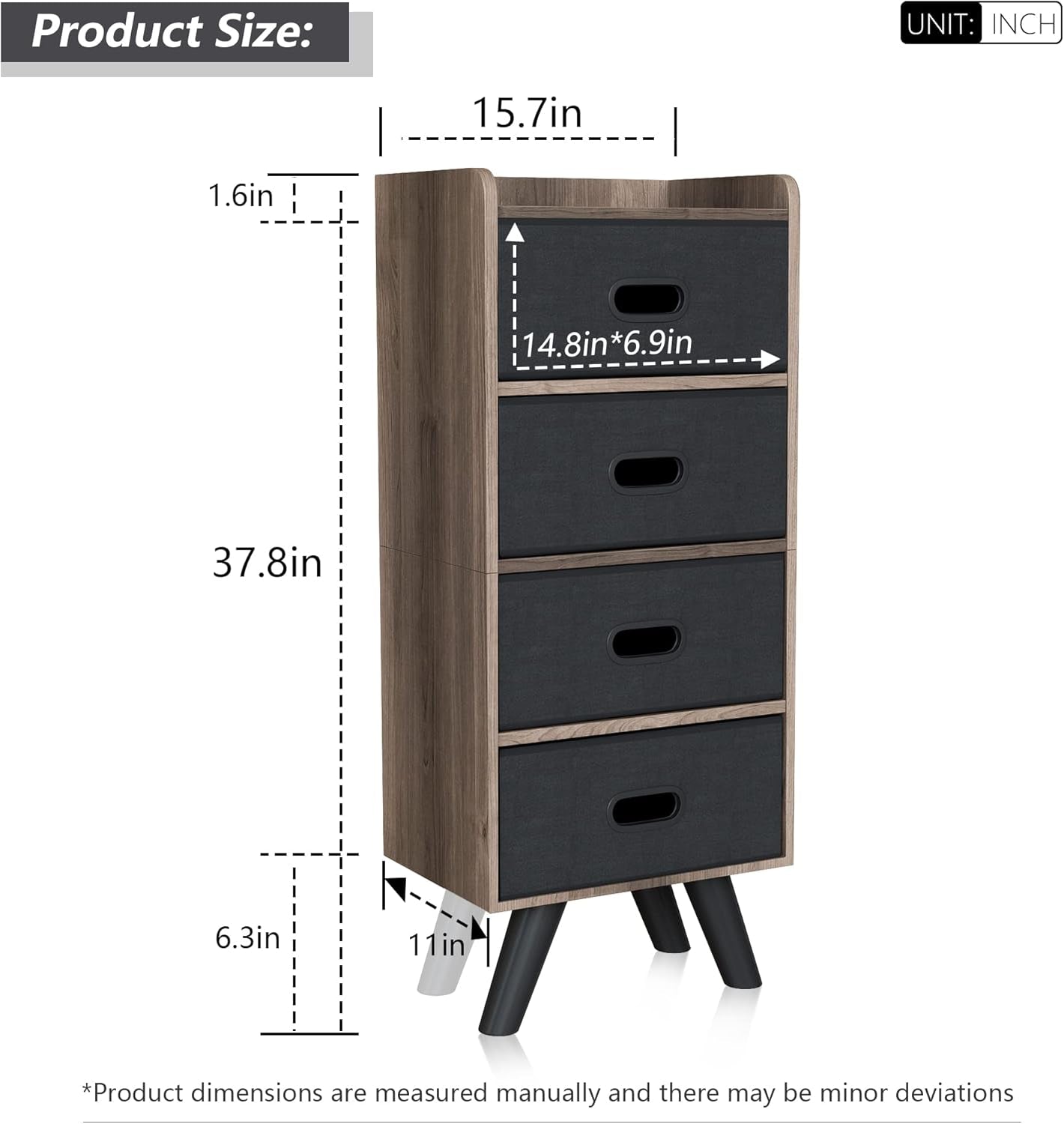 Chests, 4 Organizer, with Handrail & Removable Drawers, Brown