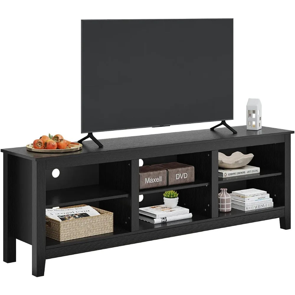 TV Stand, Moden 6 Cubby TV Stand for 75-Inch TV, Storage TV Table Stand