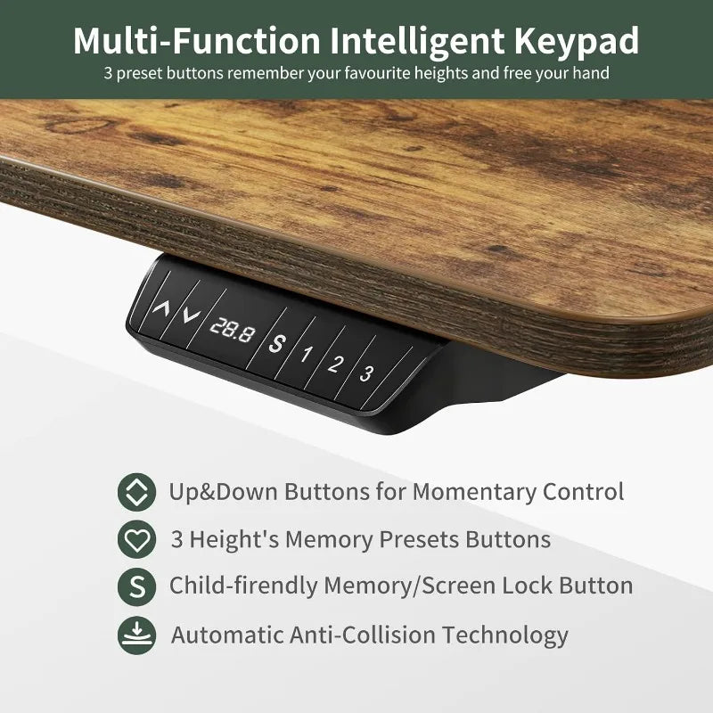 Standing Desk with Keyboard Tray, 48 × 24 Inches Electric Height Adjustable Desk, Sit Stand up Desk