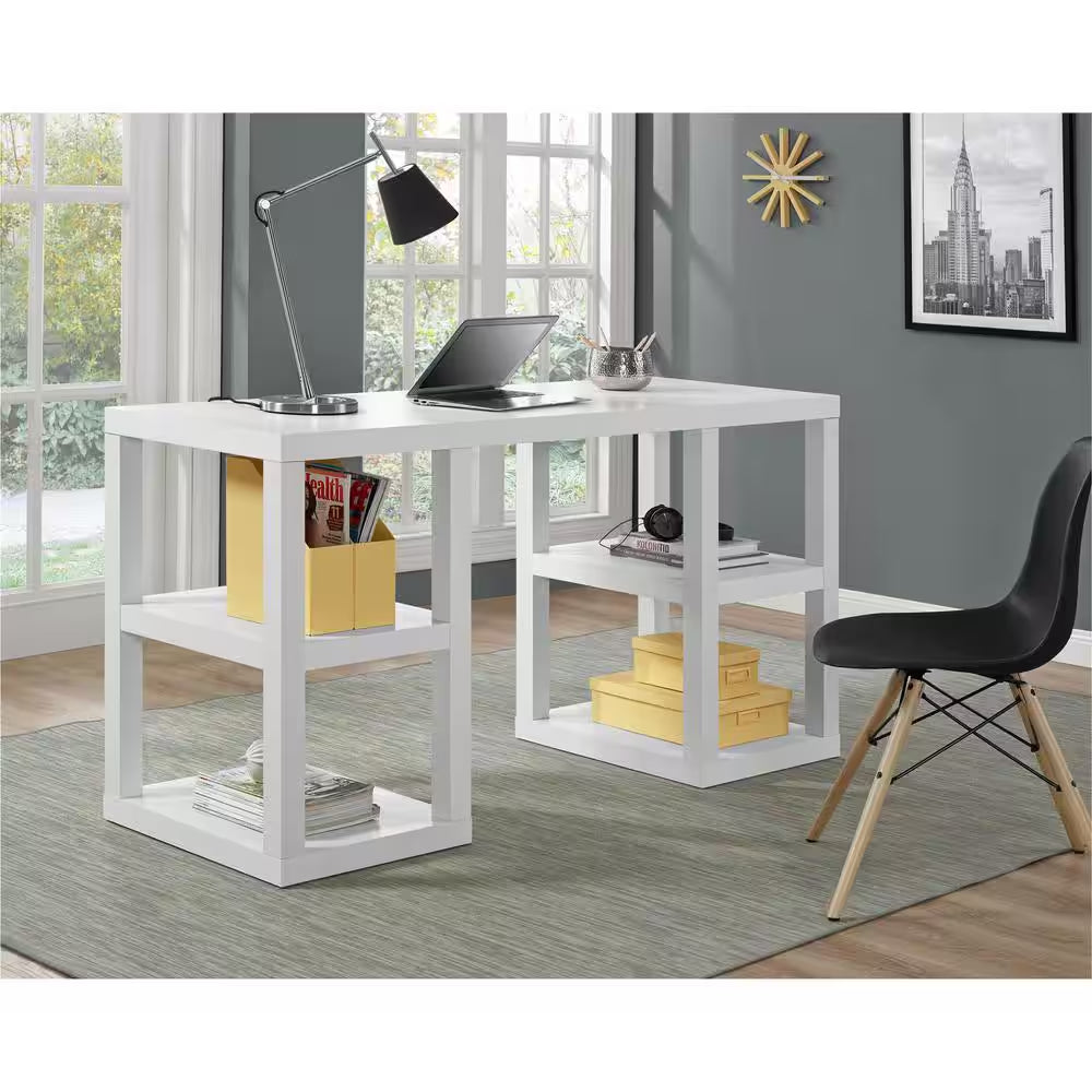 46.2 In. Rectangular White Computer Desks with Storage