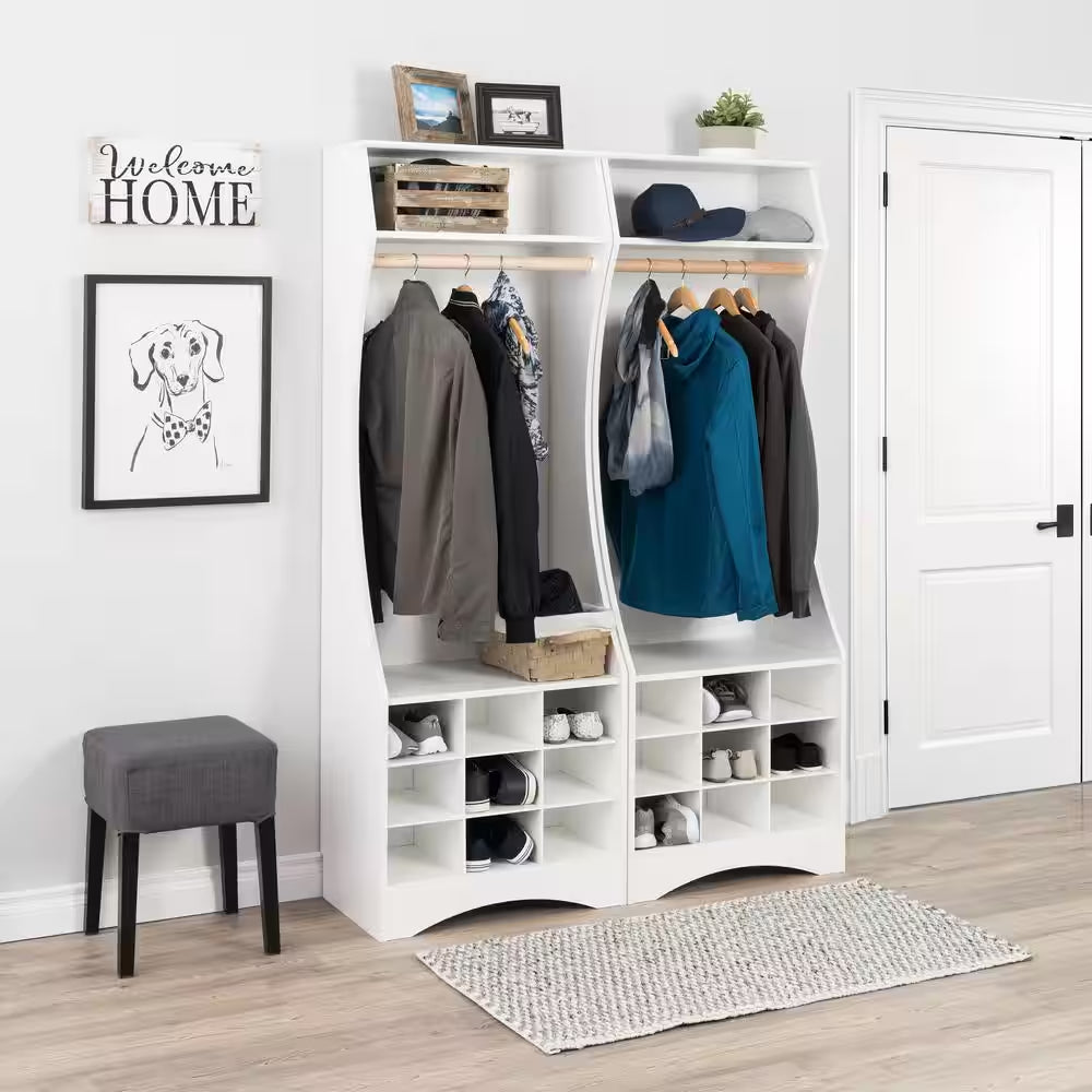 White Compact Wardrobe with Shoe Storage