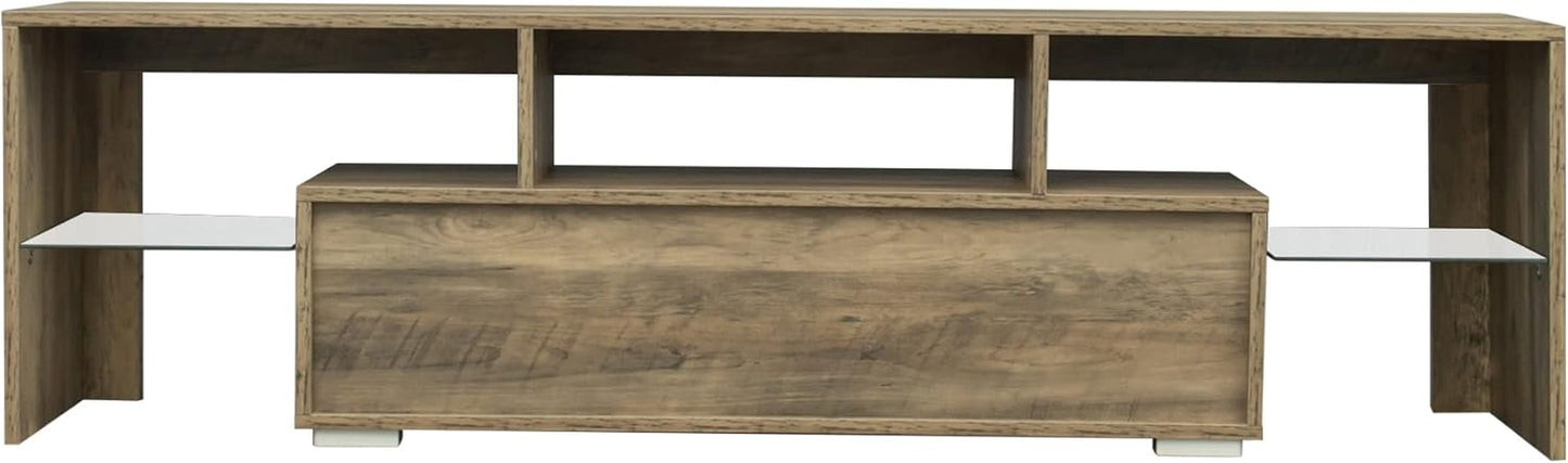 63 Inch Modern TV Stand with LED Lights,16 Colors with 2 Drawers