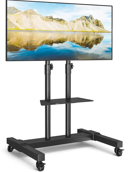 Wheels for Tvs up to 80 Inch Tilt Upgraded TV Cart, Black