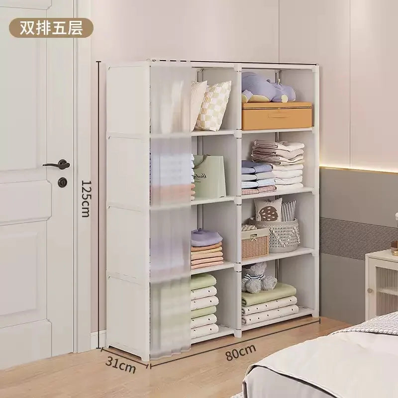 Dust-Proof Wardrobe, Simple Assembly Shelves Cabinet Storage