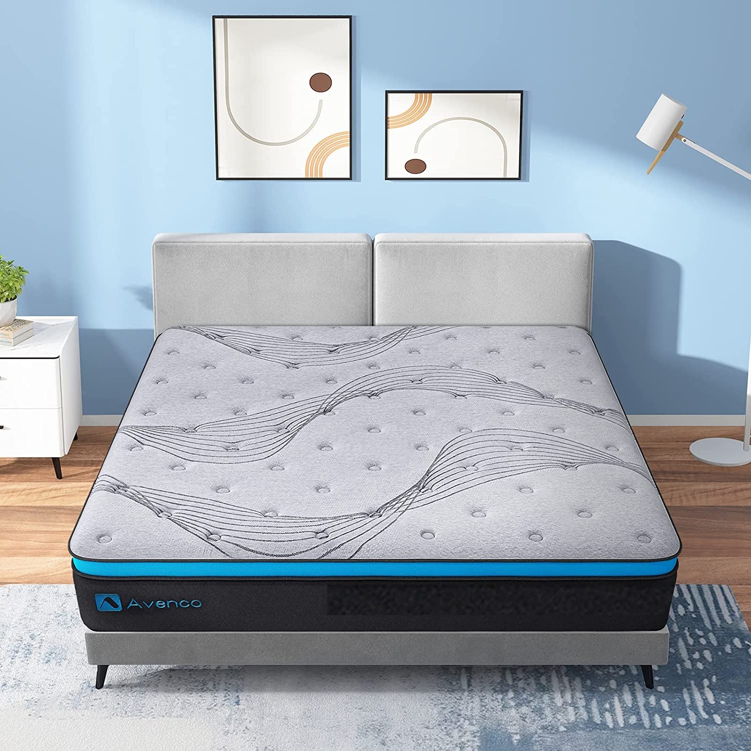 California King Hybrid Mattress, 12 Inch Cal King Mattress in a Box, Medium Firm Pocket Spring and Gel Memory Foam Mattress, Edge Support=