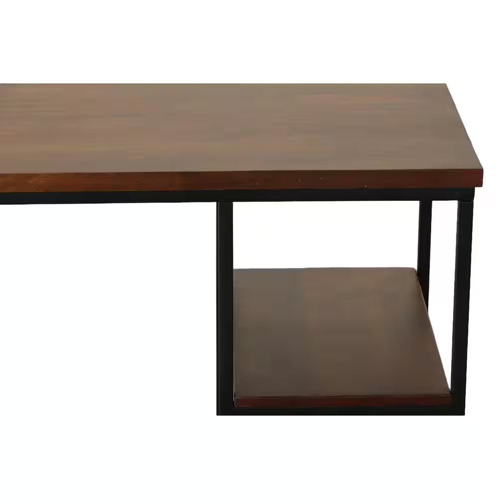 42 In. Rectangular Chestnut/Black Writing Desks with Solid Wood Top