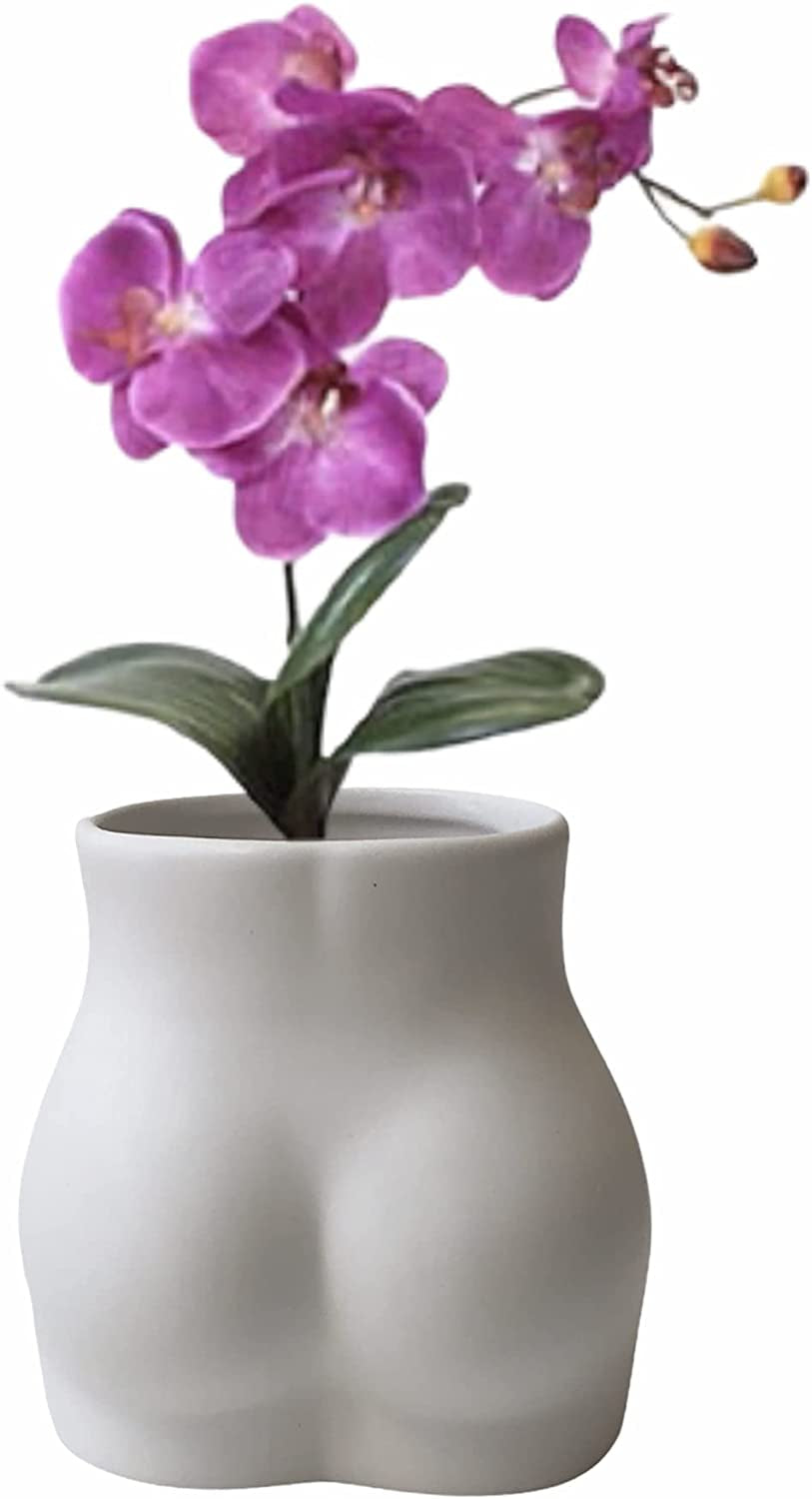 Butt Vase - Planter Pot - (Ceramic White Matte Vase)