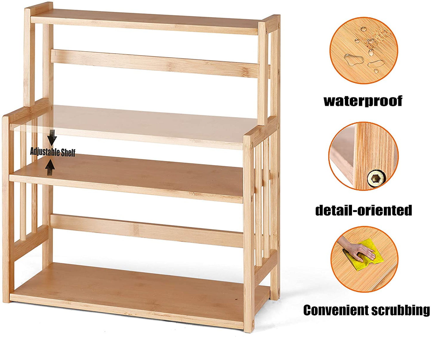 Bamboo Spice Rack Storage Shelves-3 Tier for Kitchen Counter