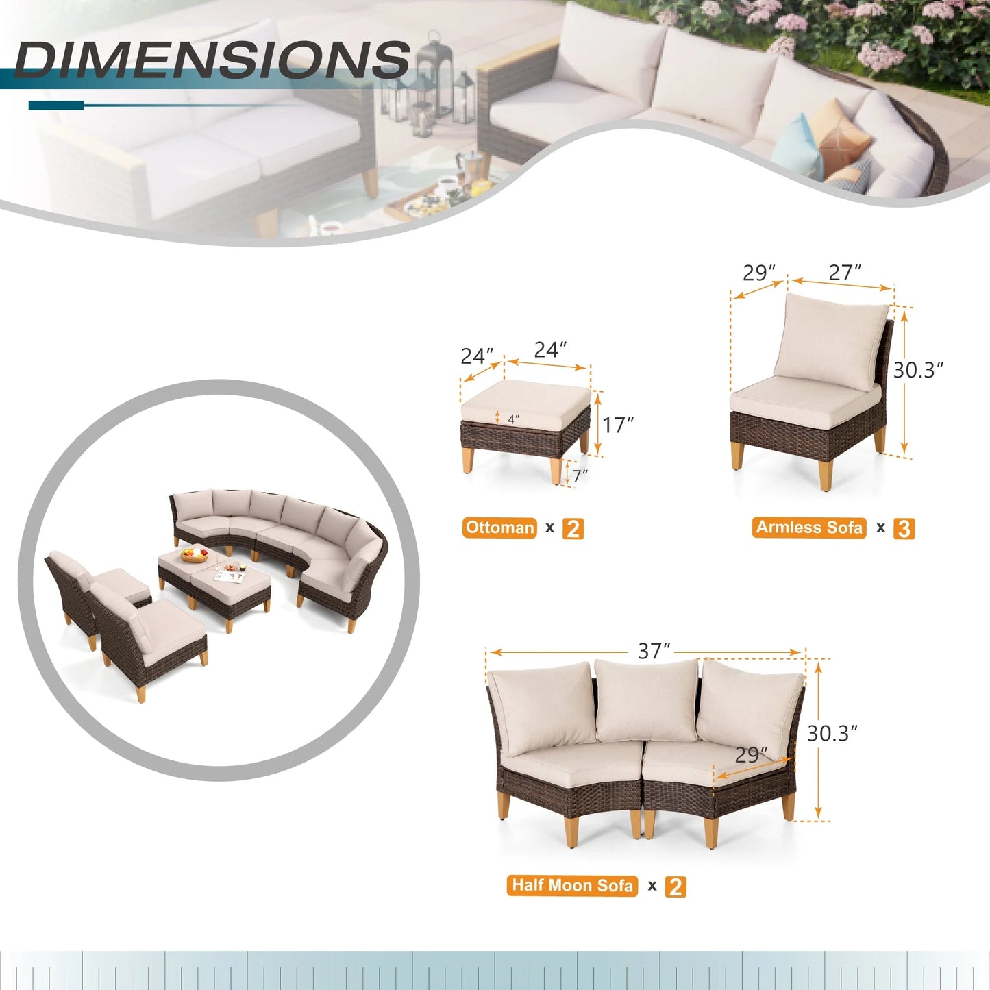 9 Piece Outdoor Wicker Patio Conversation Sofa Set Outdoor Sectionals