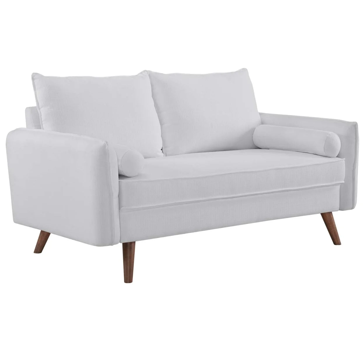 Revive Modern Fabric Upholstered Loveseat in Walnut/White