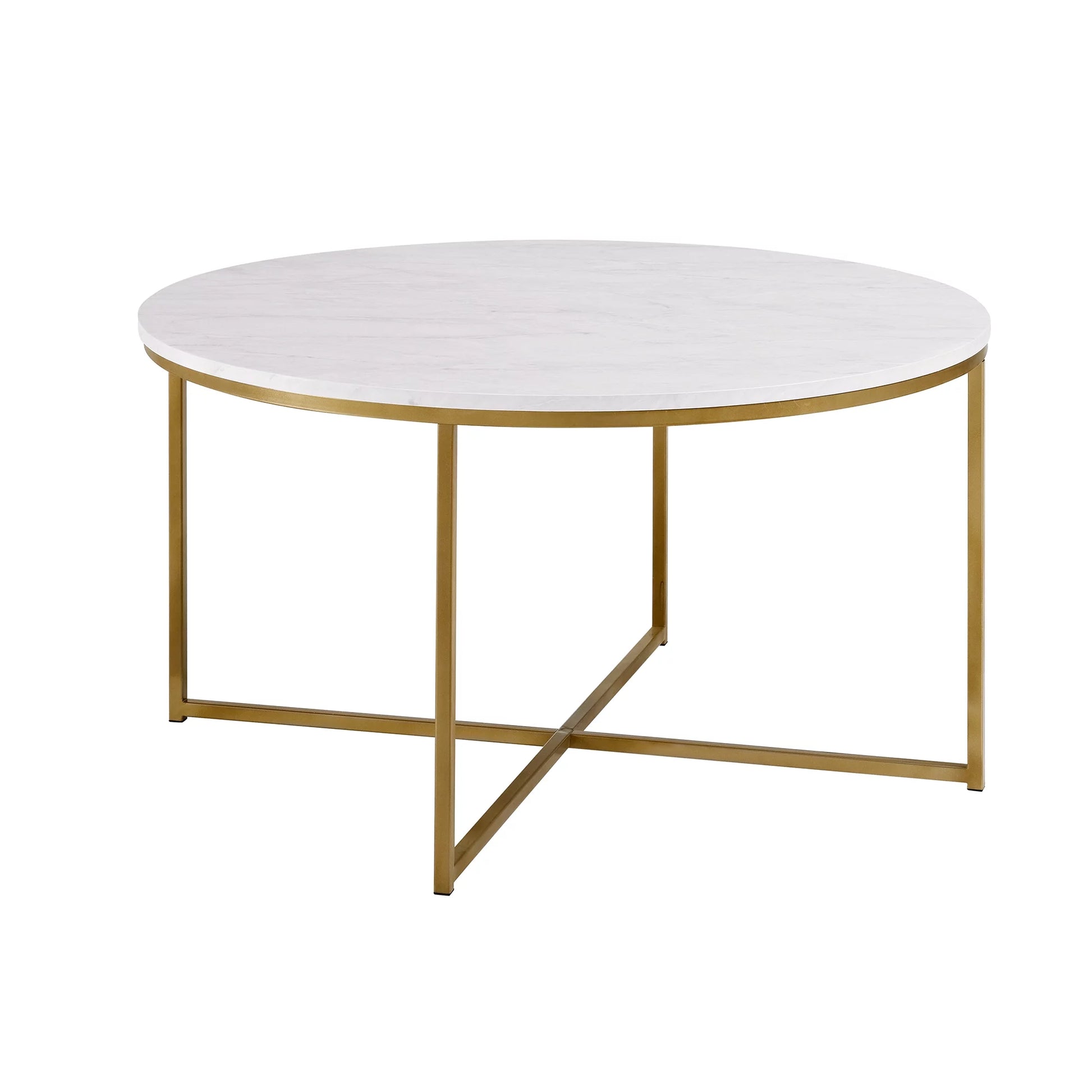 3 Piece Mid-Century Modern Coffee Table Set - Marble/Gold