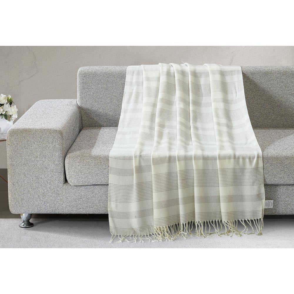 White with Grey Stripes 100% Acrylic Throw Blanket