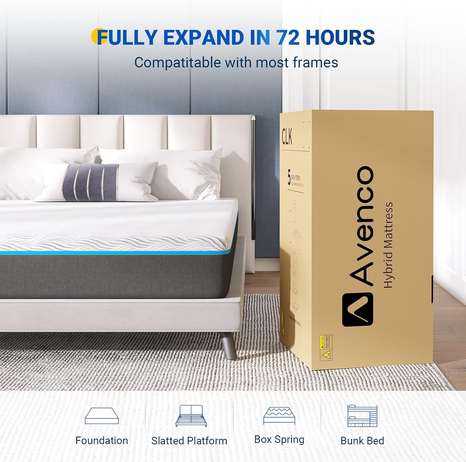 King Mattress, 10 Inch King Memory Foam Mattress in a Box, King Bed Mattress with Foam for Supportive, Pressure Relief & Cooler Sleeping