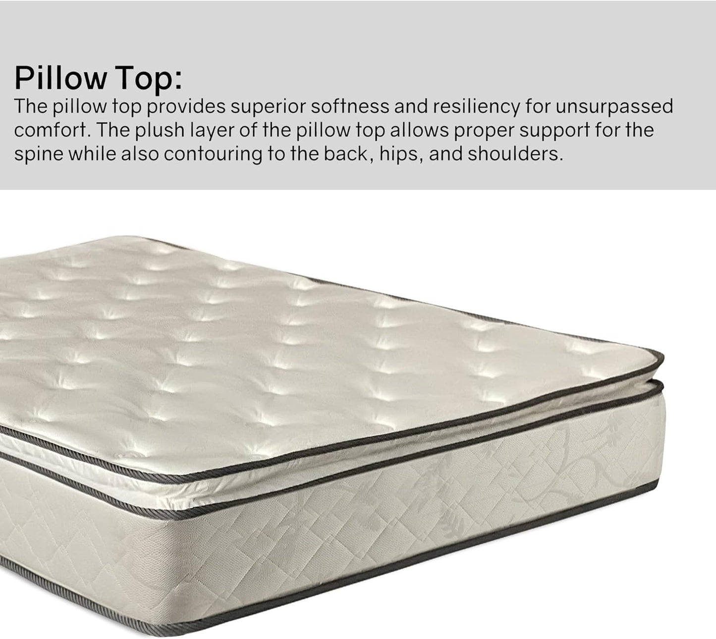 10-Inch Medium Plush Pillowtop Innerspring Mattress, King, Beige