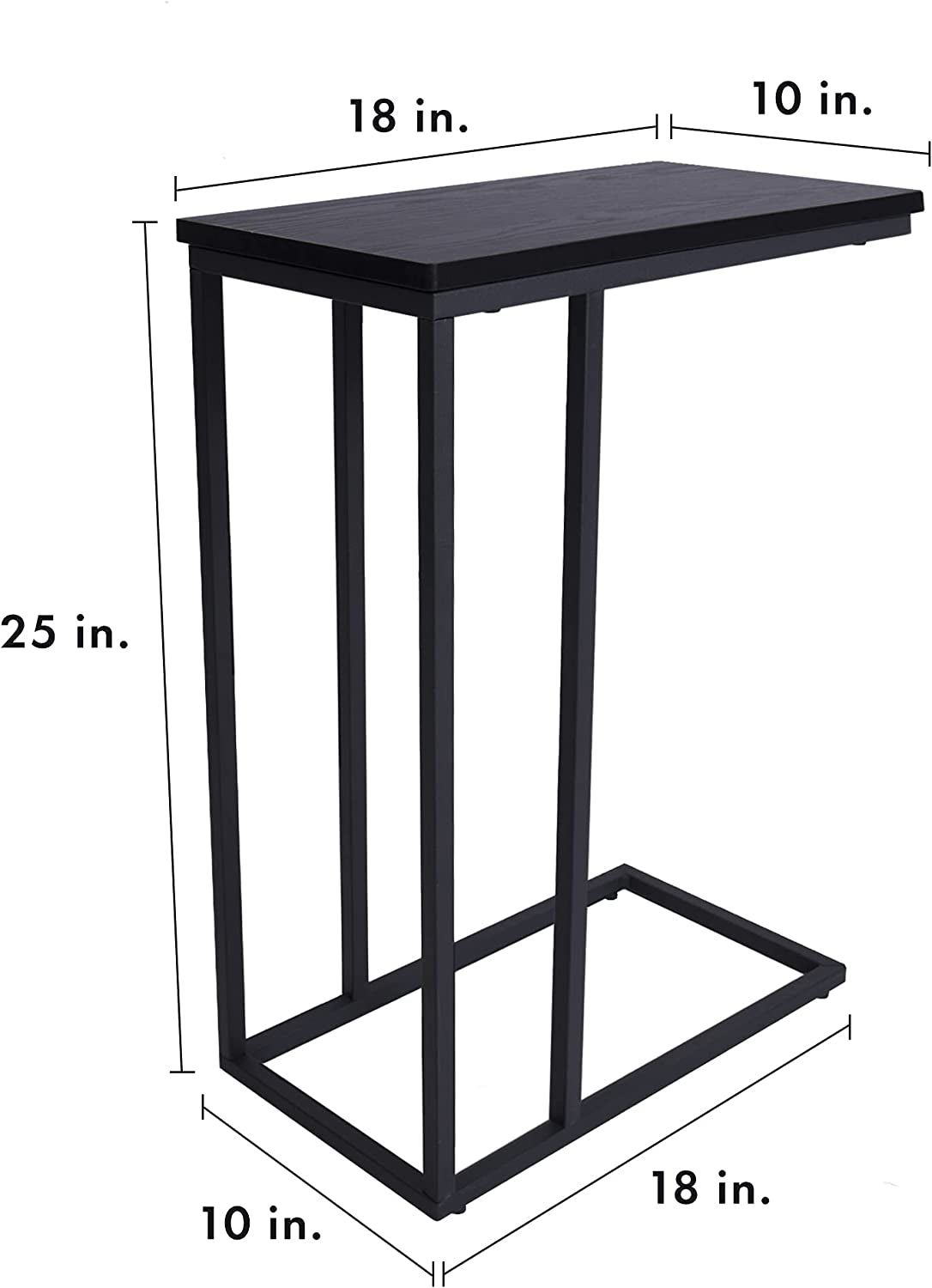 Side Table, Sturdy Metal Frame for Living Room, Easy Assembly, Modern, Black