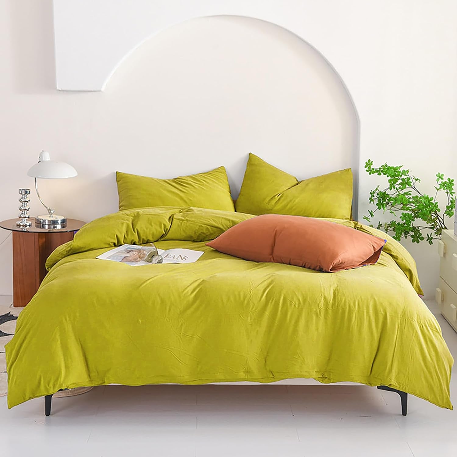 Chartreuse Comforter Set Queen Moss Green Bedding Comforter Set, Yellowish-Green Blanket Quilts 3 Piece Bedding Set 