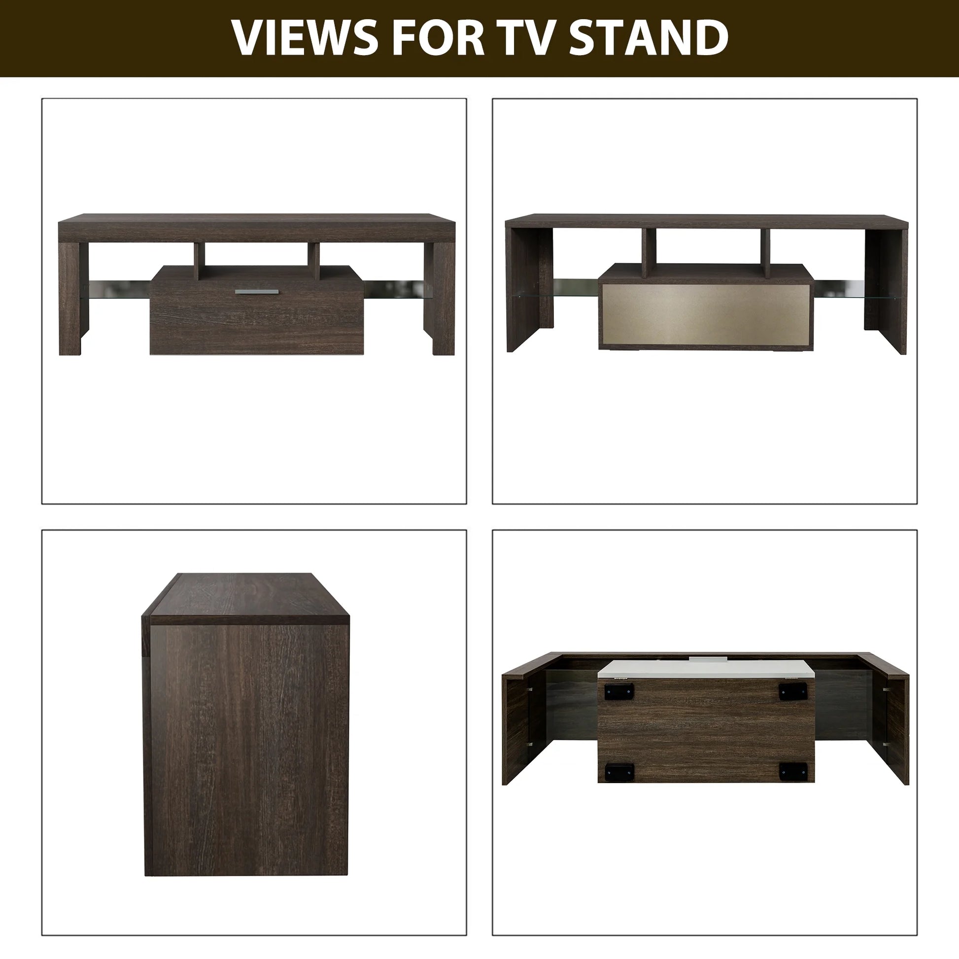 Farmhouse TV Stand for 55 Inch TV, Modern LED Entertainment Center with Storage Cabinet