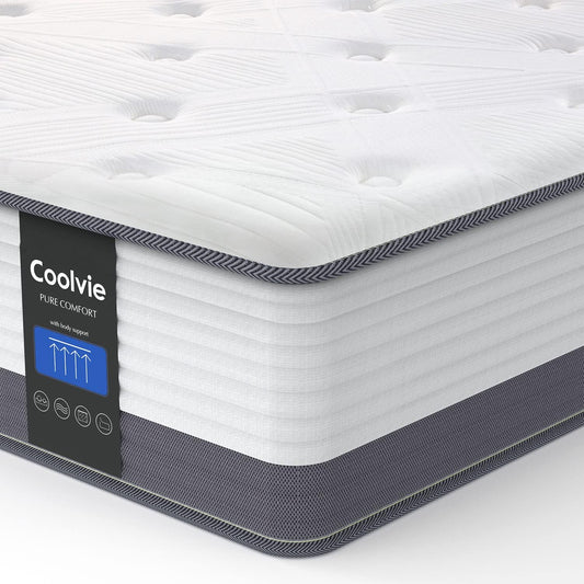 10 Inch Twin Mattress, Twin Size Hybrid Mattress Built in Pocketed Coils and Gel Memory Foam Layer, Low Motion Transfer & Breathable Twin Mattress in a Box