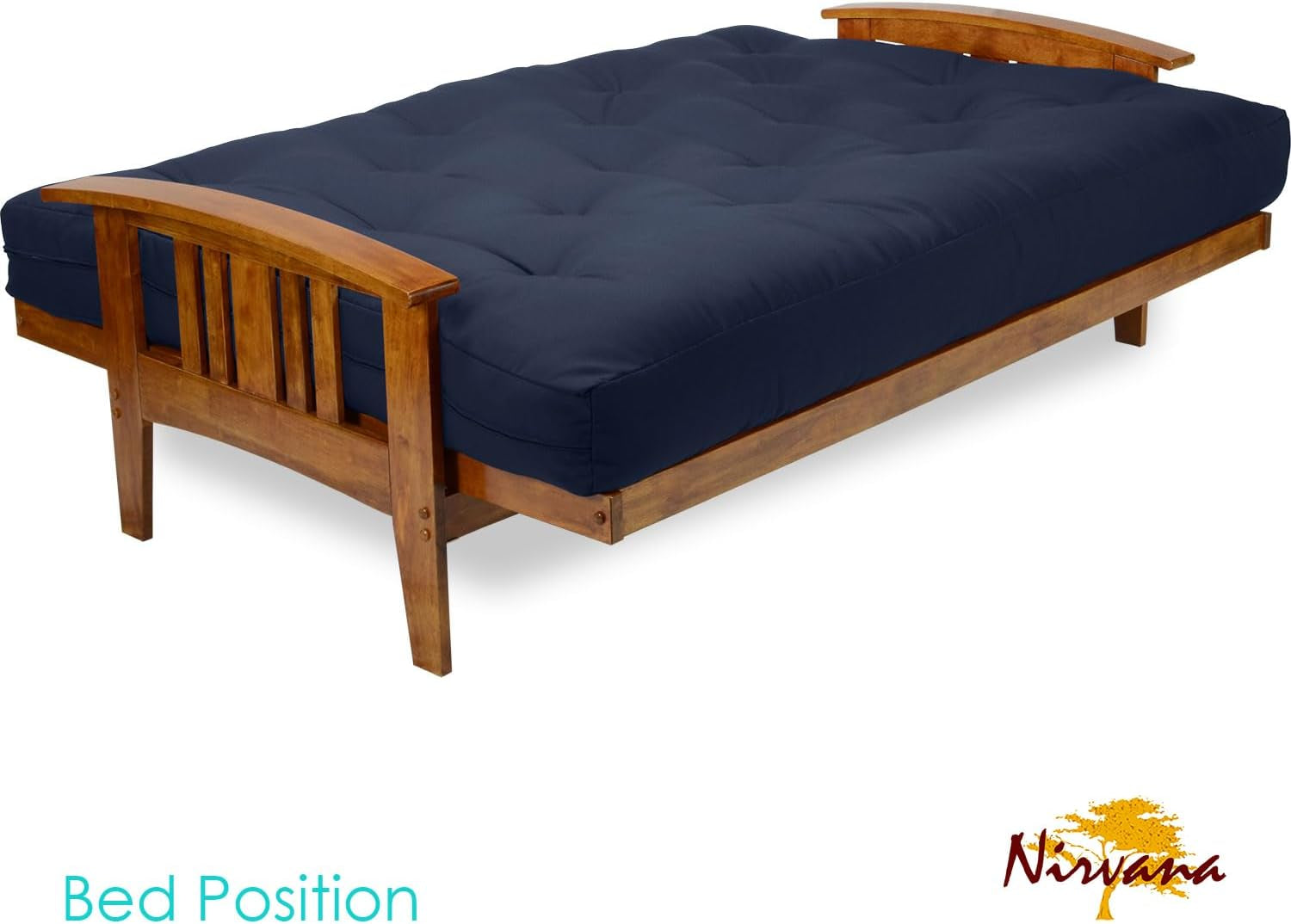 Westfield Futon Set - Full Size, Frame, 8" Mattress, Twill Navy Blue Cover