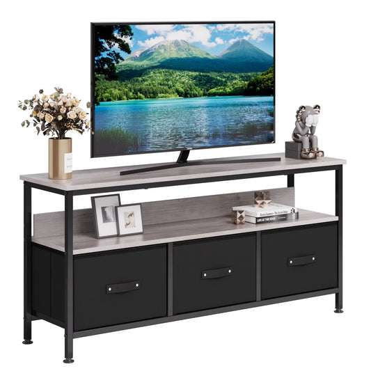 Dresser TV Stand 3-Drawers , 55 Inch TV Stand for Bedroom Small TV Stand Dresser with Drawers and Shelves,