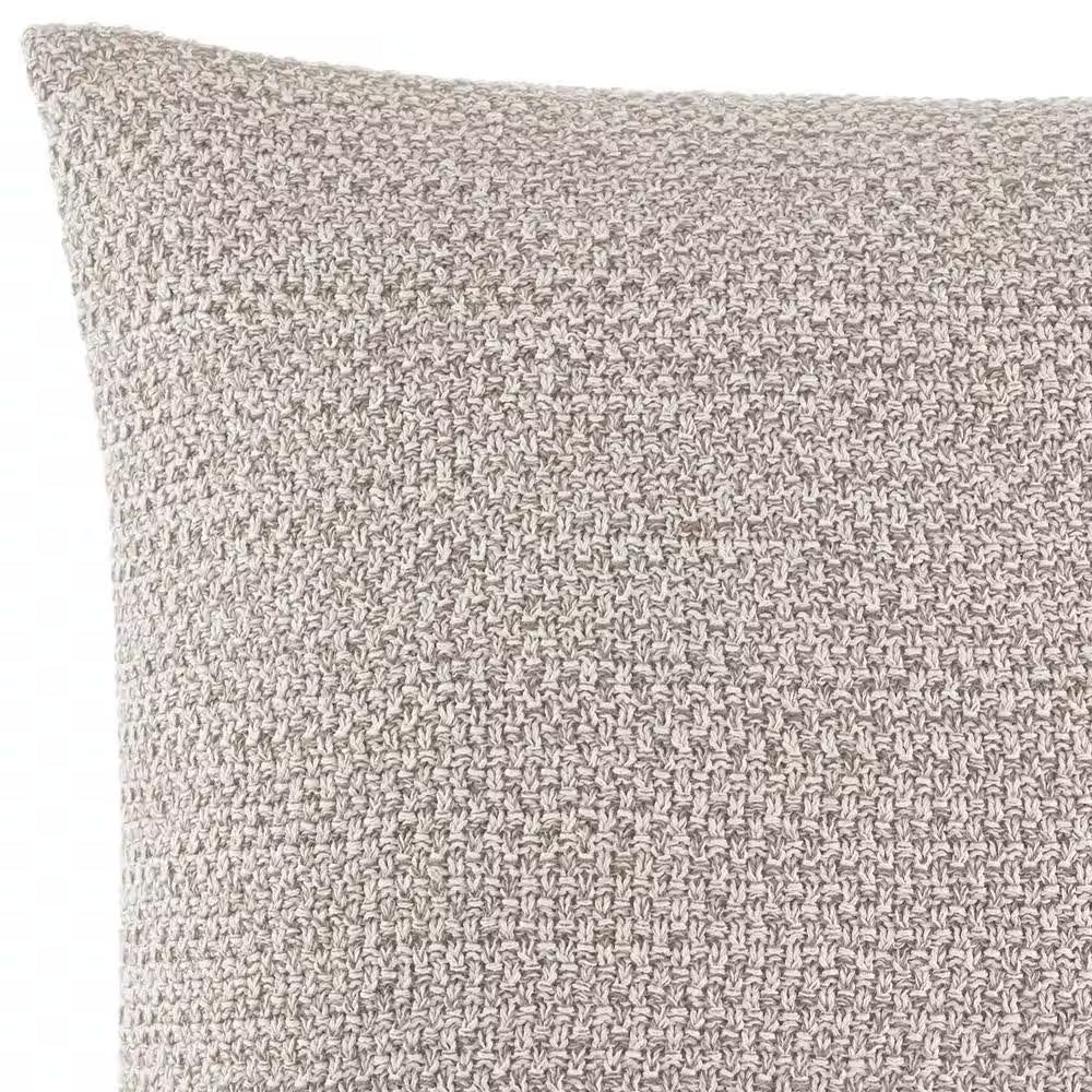 Essentials Marled 1-Piece Beige Knit 16 In. X 16 In. Throw Pillow