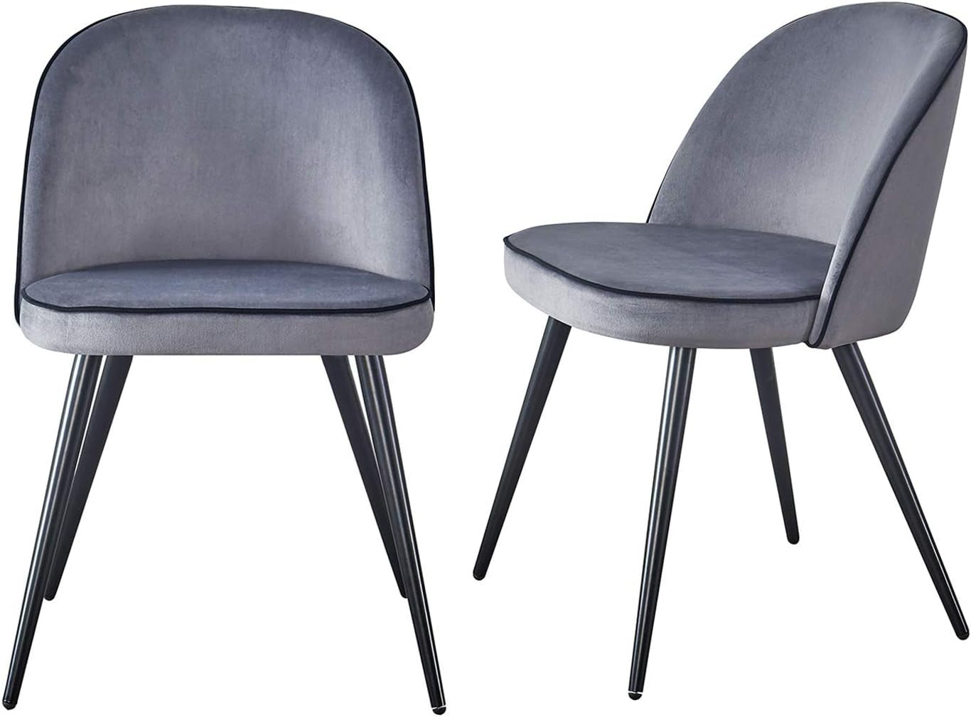 Dining Room Chairs Set of 4 W/Soft Velvet Seat Backrest and Metal Legs (4, Grey)