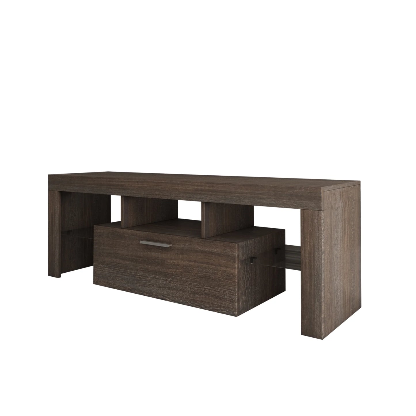 Farmhouse TV Stand for 55 Inch TV, Modern LED Entertainment Center with Storage Cabinet