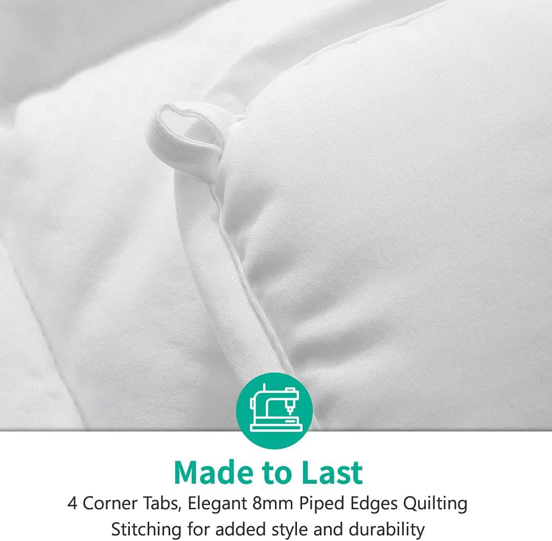 Full/Queen Bed Comforter - Ultra-Soft Cloud Fluffy Plush Recycled Microfiber Quilt Duvet, White