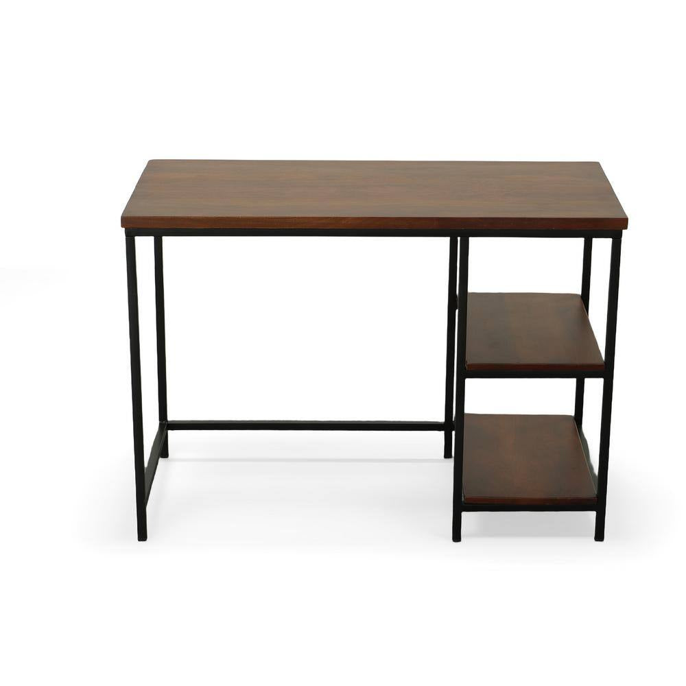 42 In. Rectangular Chestnut/Black Writing Desks with Solid Wood Top