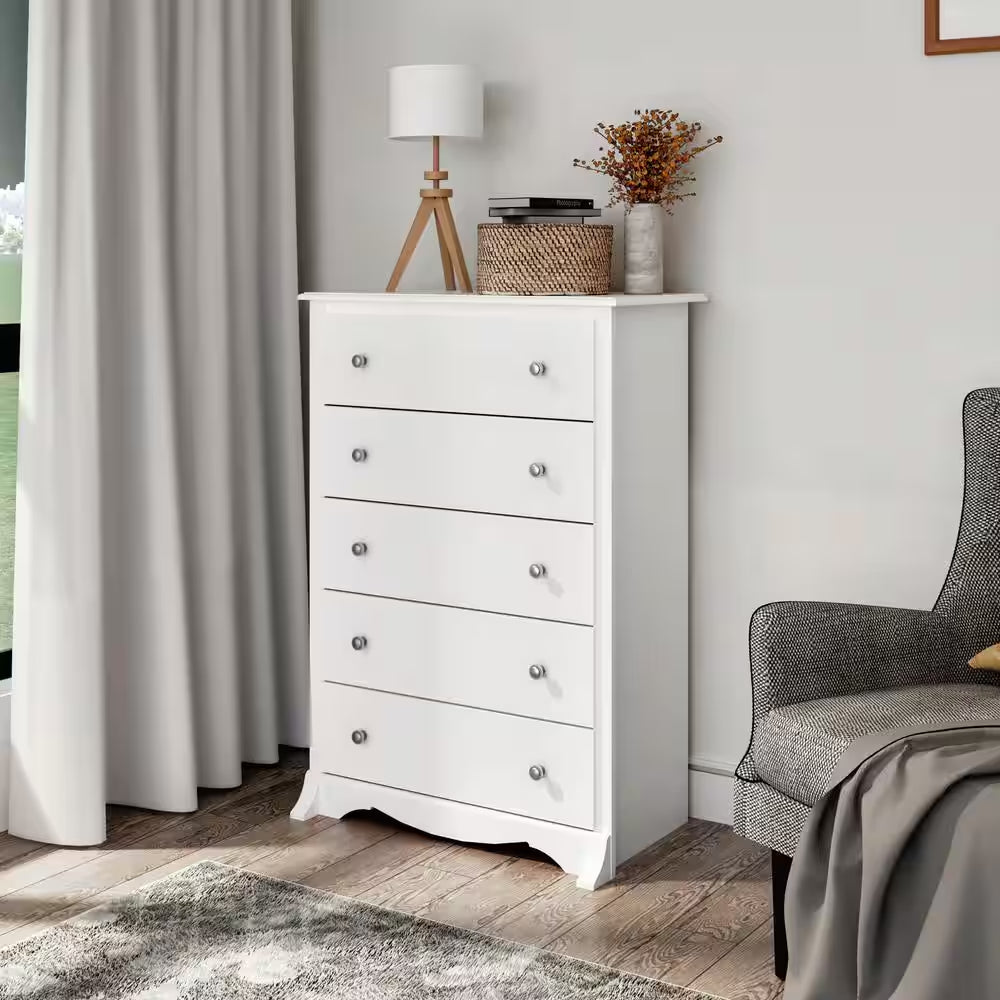 Monterey 5-Drawer White Chest of Drawers