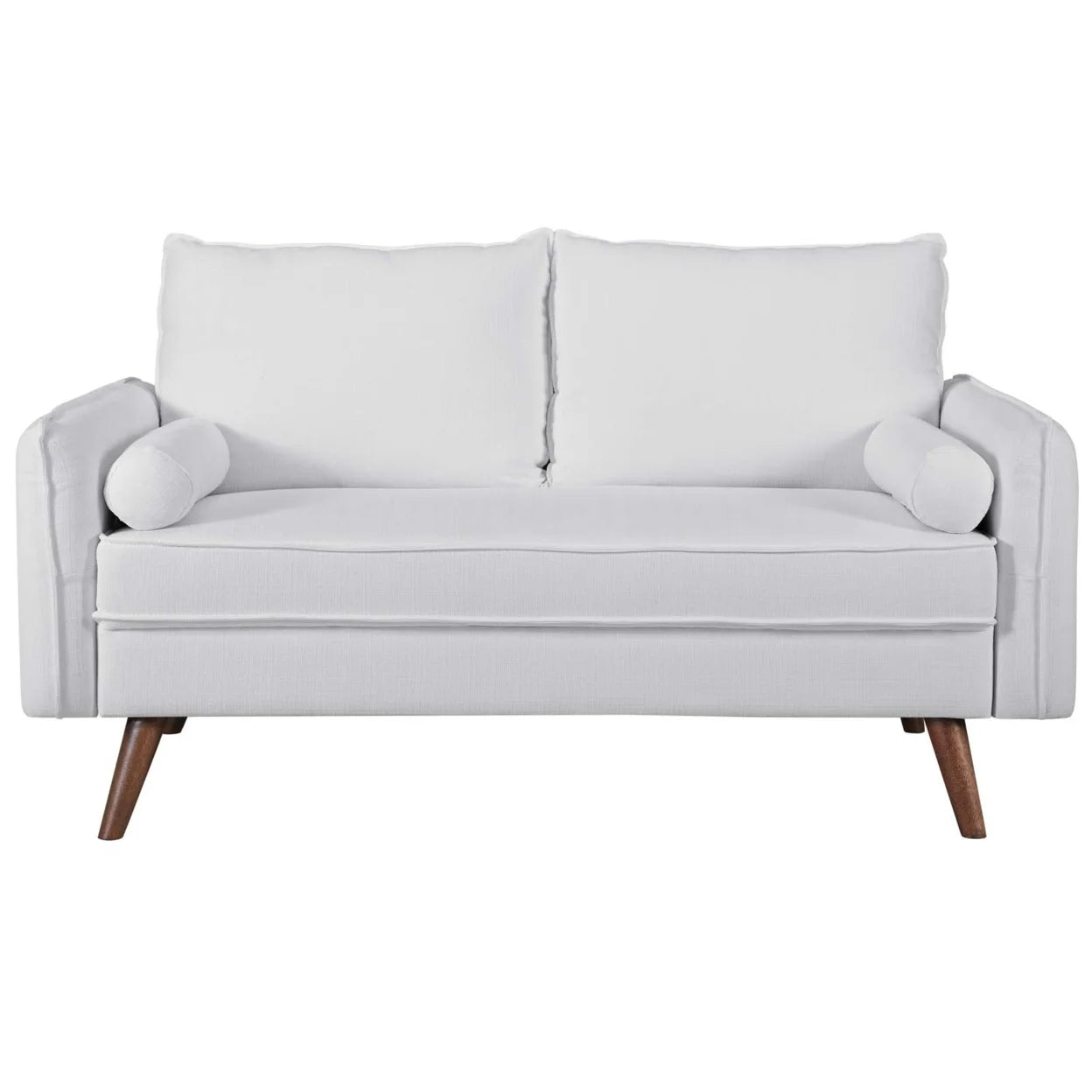 Revive Modern Fabric Upholstered Loveseat in Walnut/White