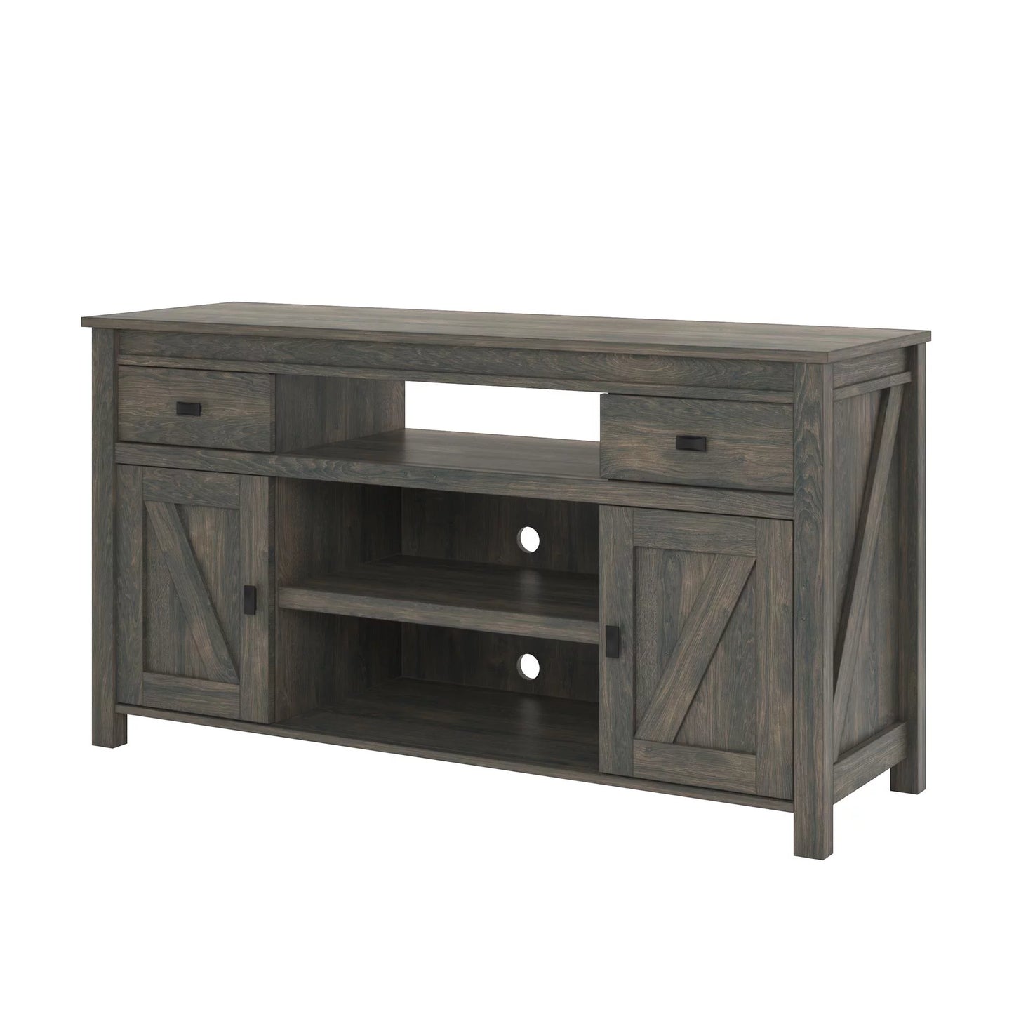 Woven Paths Scandi Farmhouse TV Stand for Tvs up to 60", Weathered Oak