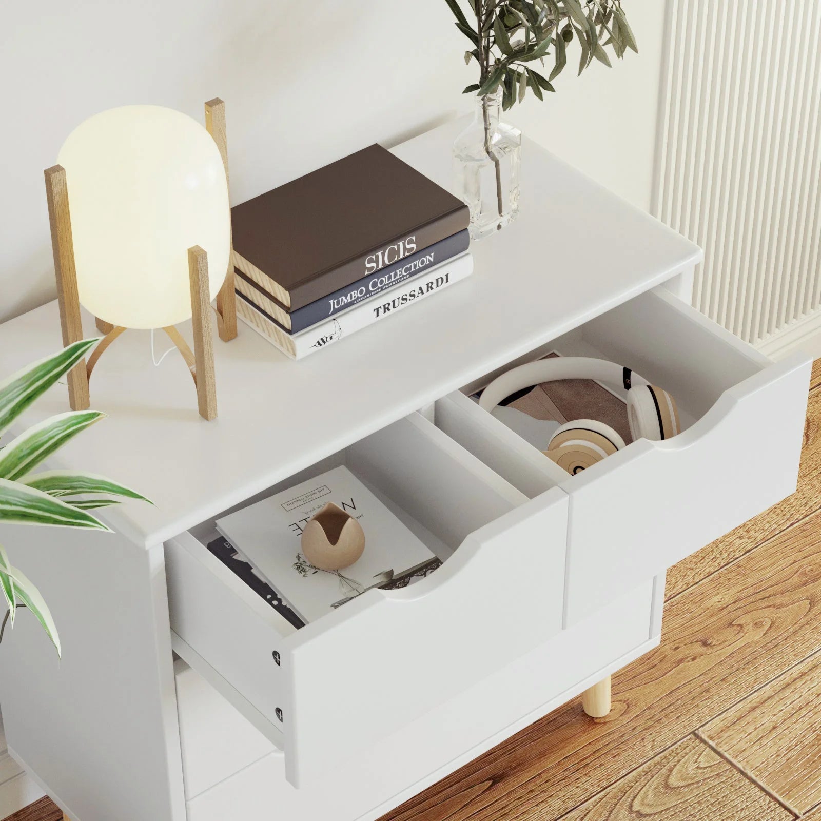 4 Drawer Dresser, Wood Storage Dresser White