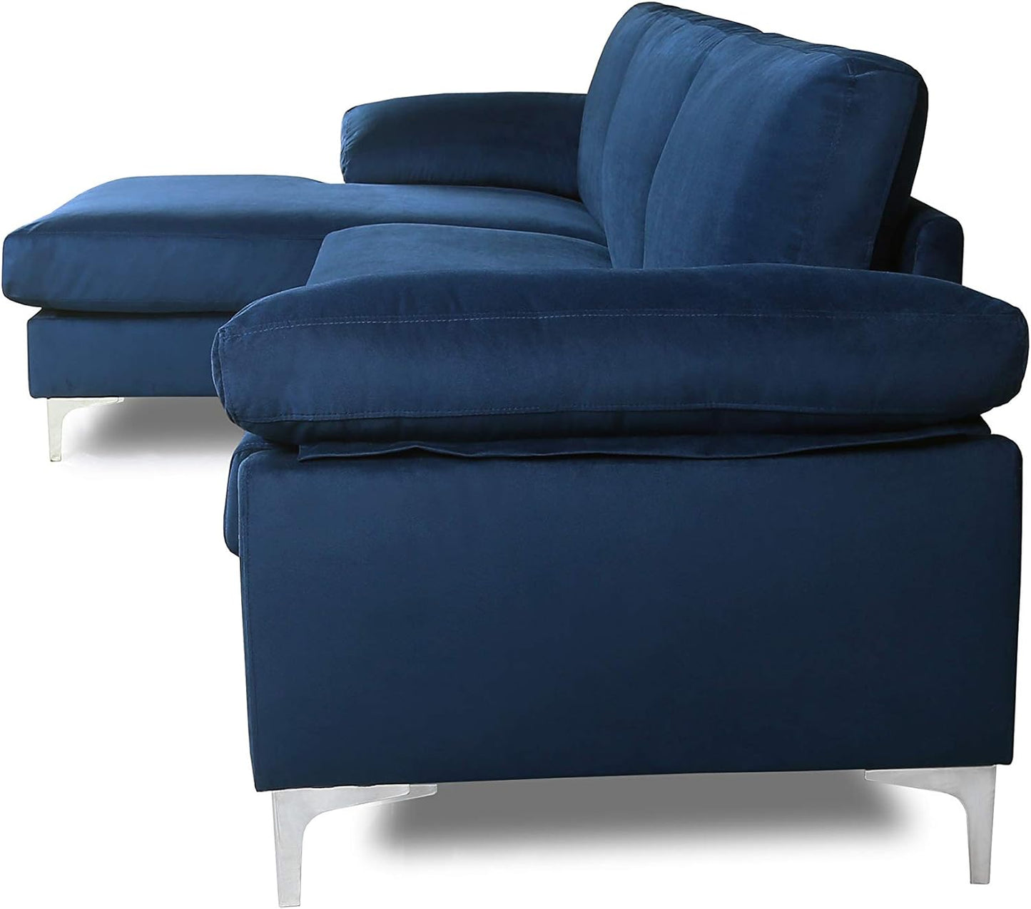 Sectional Velvet, ‎104 X 52 X 30 Inches, Navy Blue