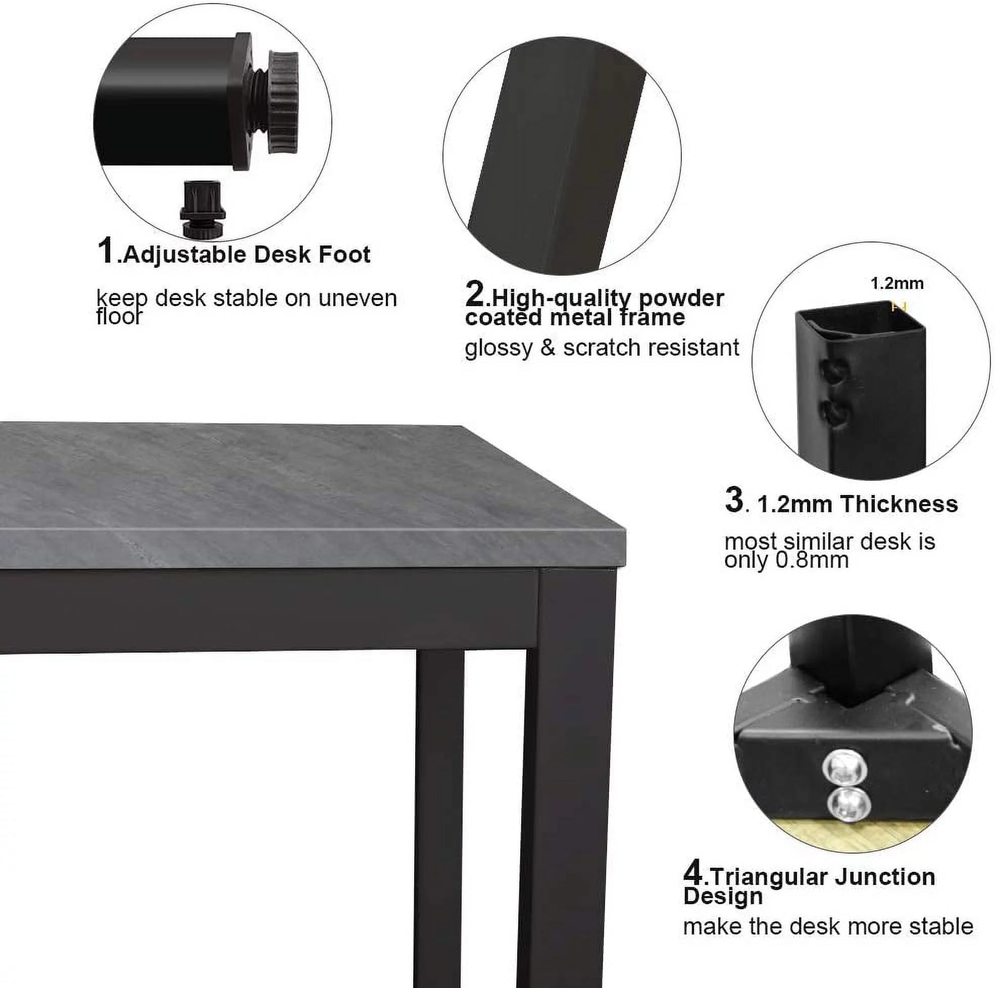 63 Inches Gaming Desk, Office Desk Gray