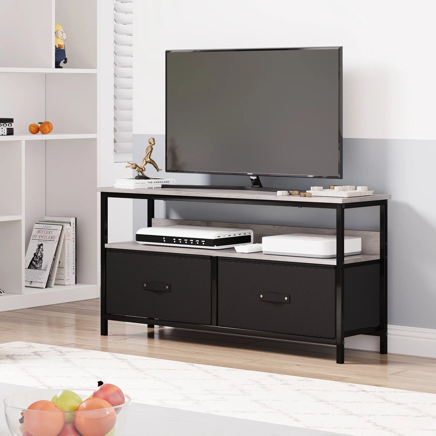 Dresser TV Stand 3-Drawers , 55 Inch TV Stand for Bedroom Small TV Stand Dresser with Drawers and Shelves,