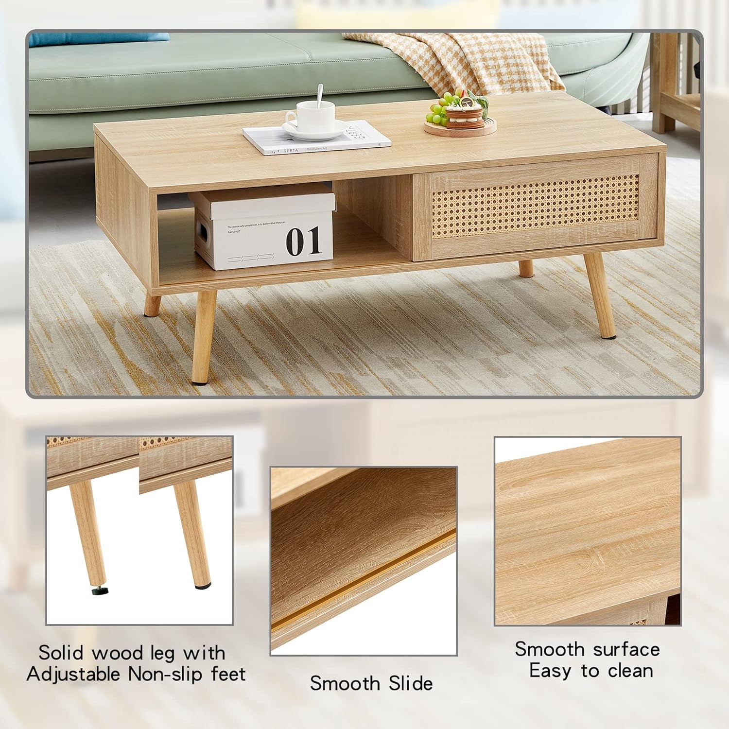 Coffee Table, Rectangular with Storage, , 41.34X21.65X16.34 Inches