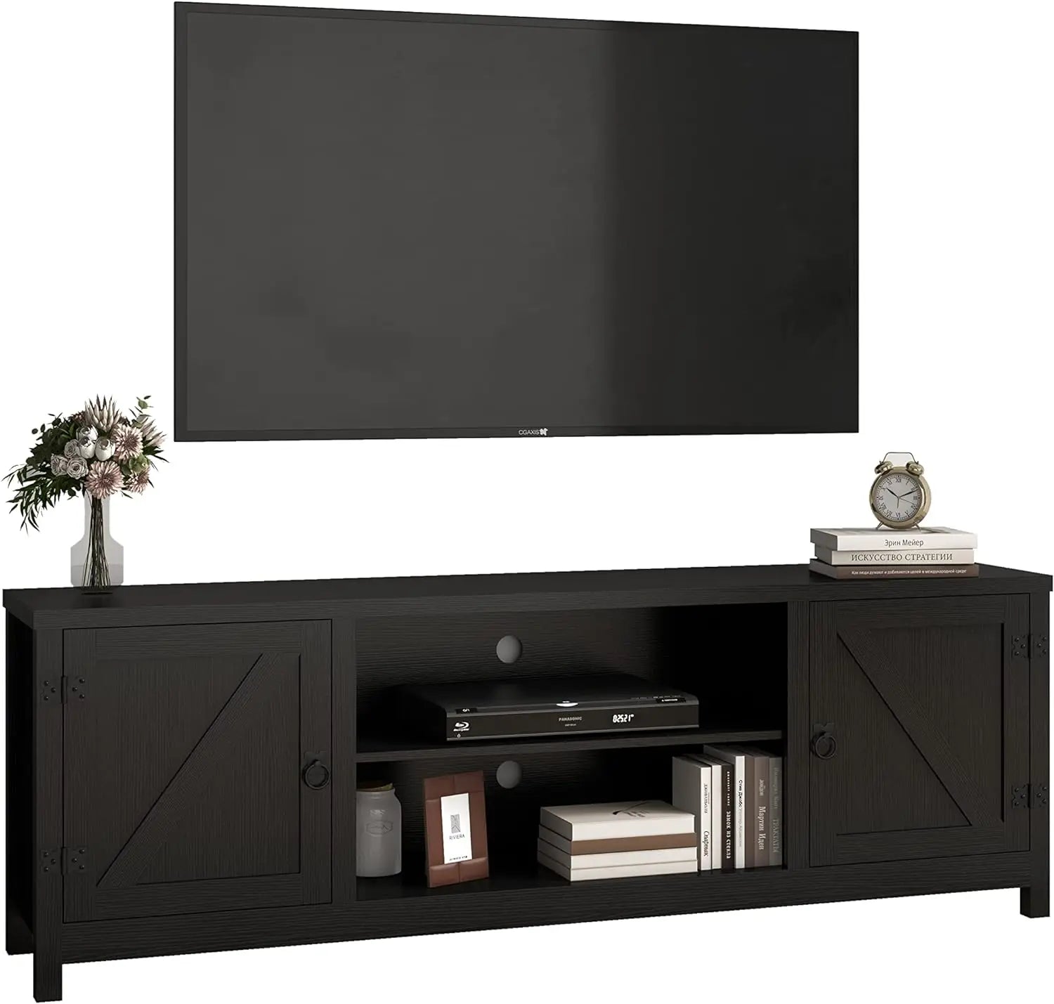 TV Stand, Moden 6 Cubby TV Stand for 75-Inch TV, Storage TV Table Stand