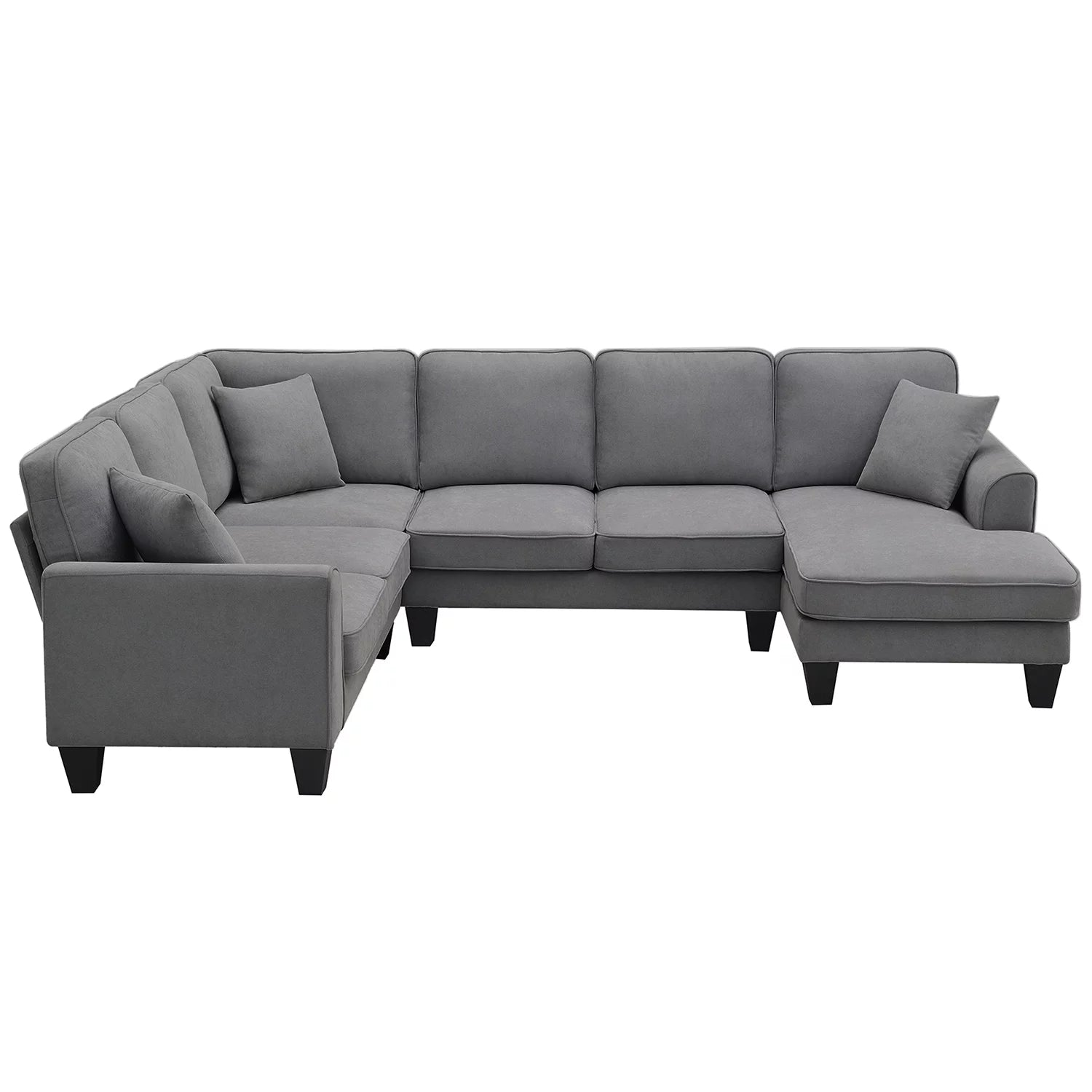 Convertible Modular Sectional Recliner, U Shaped Couch 7 Seat Fabric,Dark Gray