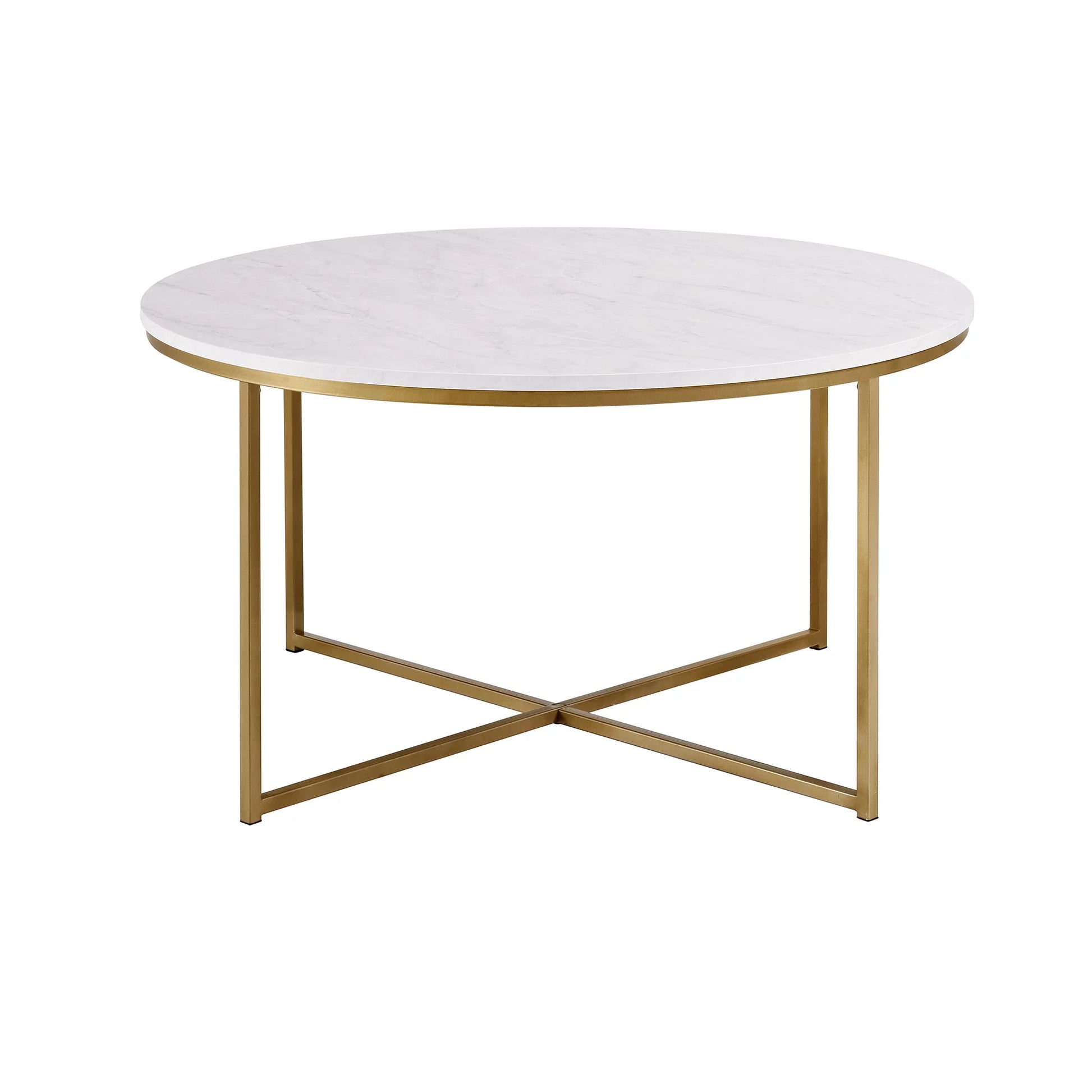 3 Piece Mid-Century Modern Coffee Table Set - Marble/Gold