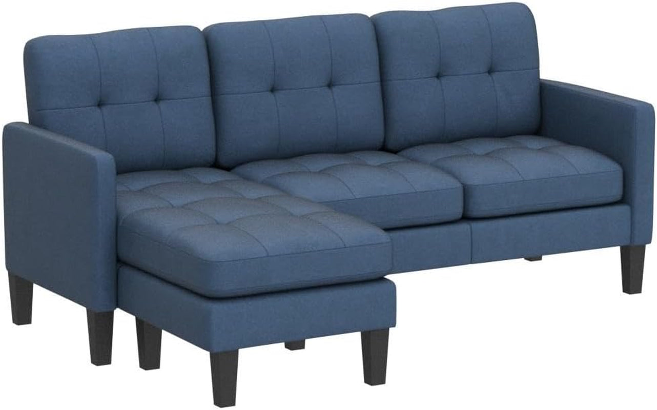 L-Shaped Couch Modern Sofa Set with 3-Seat Couch and Reversible Chaise (Blue)