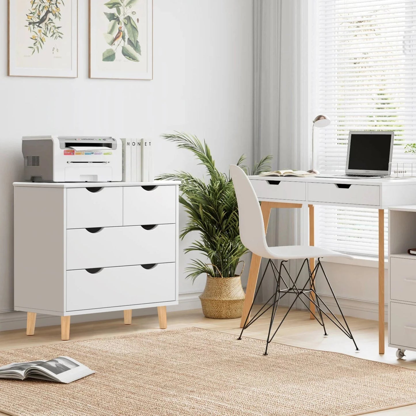 4 Drawer Dresser, Wood Storage Dresser White