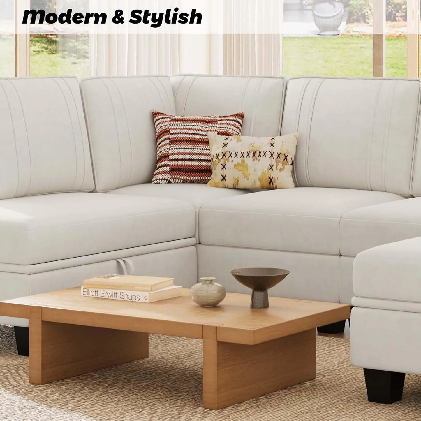 L Shaped Sofa Velvet Reversible Sectional Sofa, L-Shaped Sofa Set