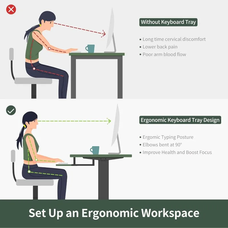 Standing Desk with Keyboard Tray, 48 × 24 Inches Electric Height Adjustable Desk, Sit Stand up Desk