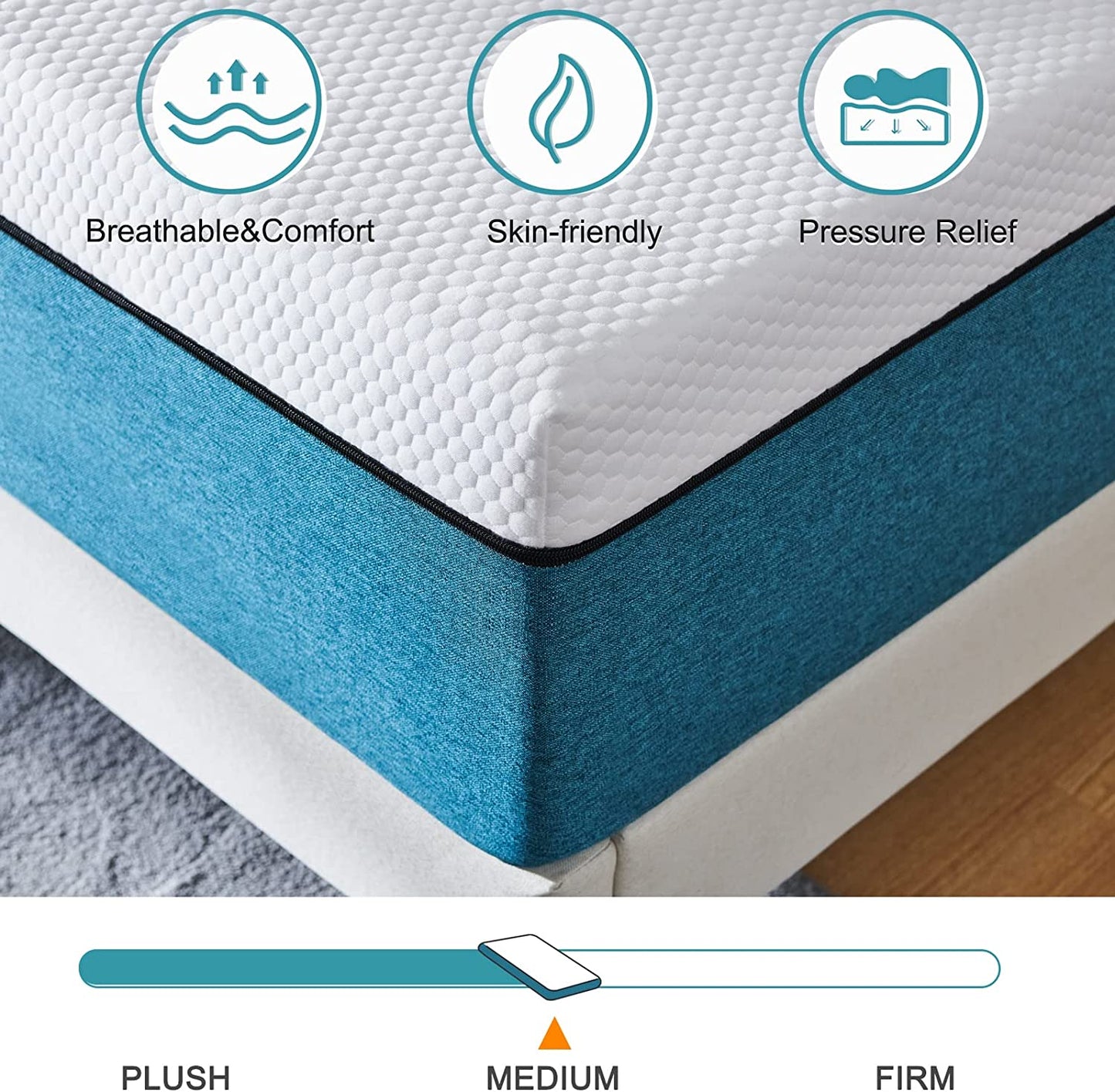 King Mattress 12 Inch Memory Foam Mattress Fiberglass Free, Breathable and Supportive, Pressure Relief and Comfortable Rest -  76"*80"*12"