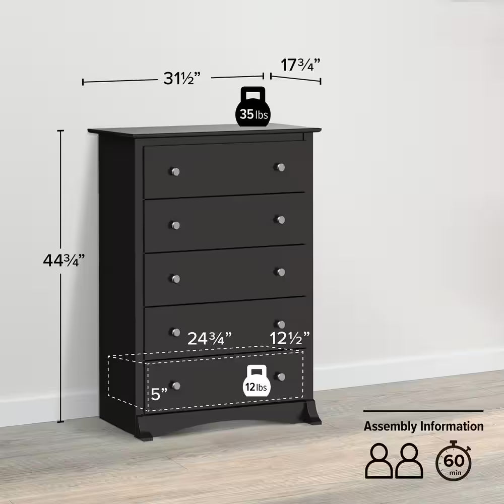 Sonoma 5-Drawer Black Chest