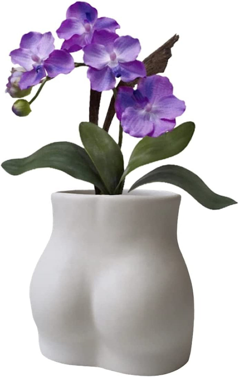 Butt Vase - Planter Pot - (Ceramic White Matte Vase)