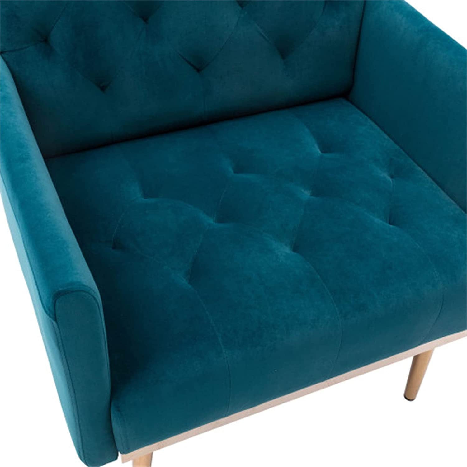 Square Velvet Accent Chair, Golden Metal Leg Single Sofa Chair, (Teal)